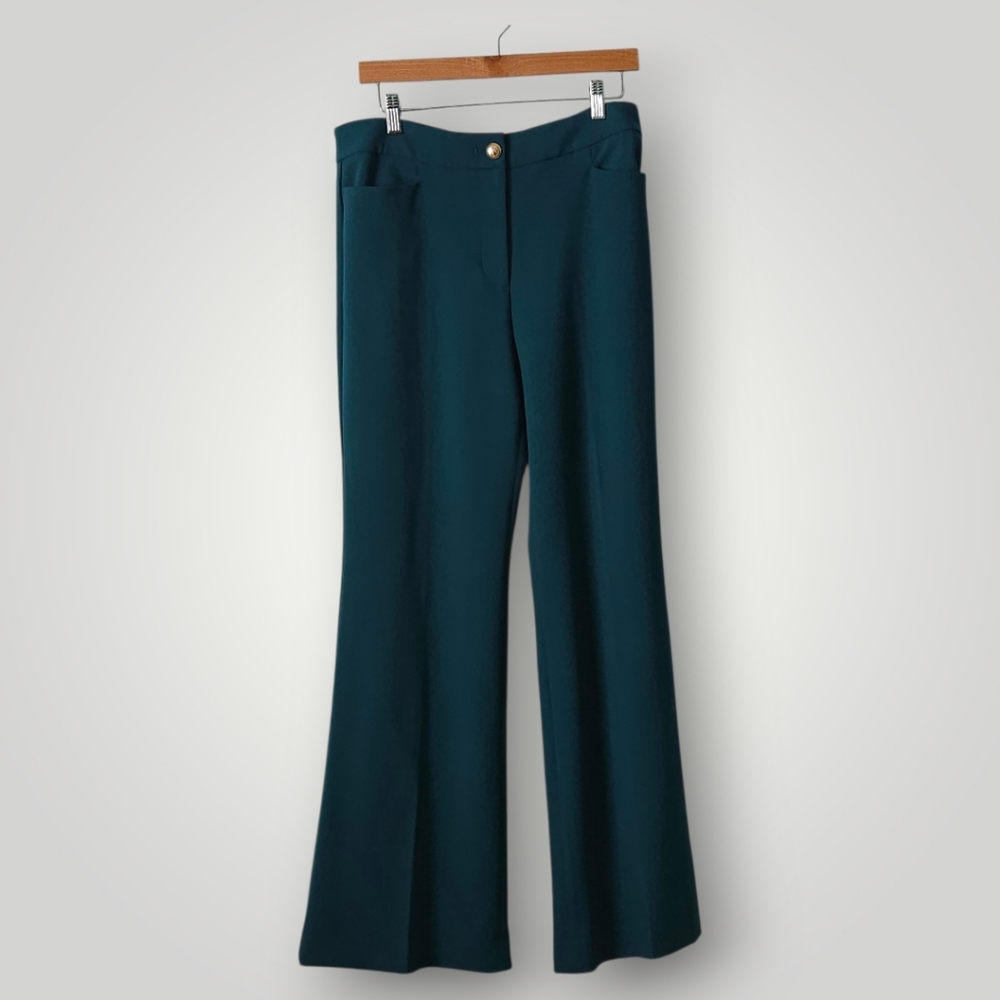 Talbots Providence Pant High Waist Flare Leg Teal Peacock 8 Stretch Crepe New - Picture 4 of 12